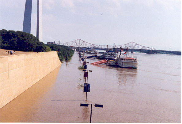 Mississippi River at St. Louis—Mississippi River at St. Louis near the Jefferson National Expansion Memorial (Arch).